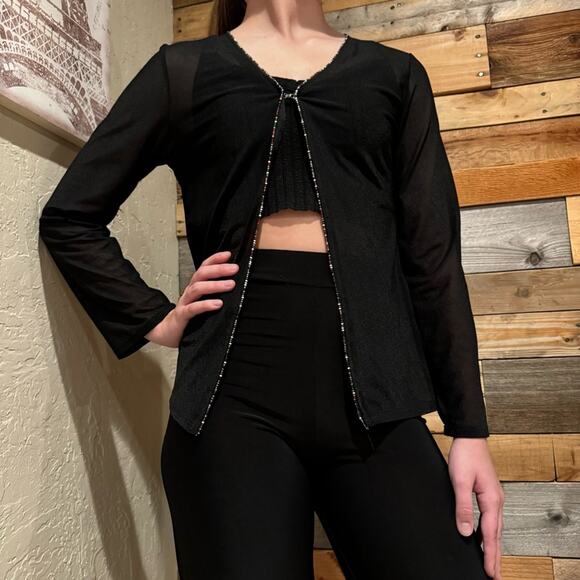 Vintage Y2K Whimsigoth Fairy Grunge Sheer Beaded Clasp-Close Overlay by Malibu - Picture 4 of 14